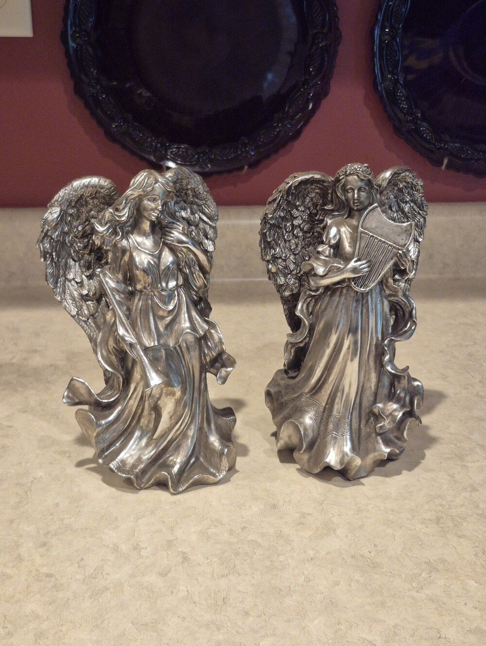 Lot Of 2 Home For The Holidays Angels, Silver Plated 1990s,